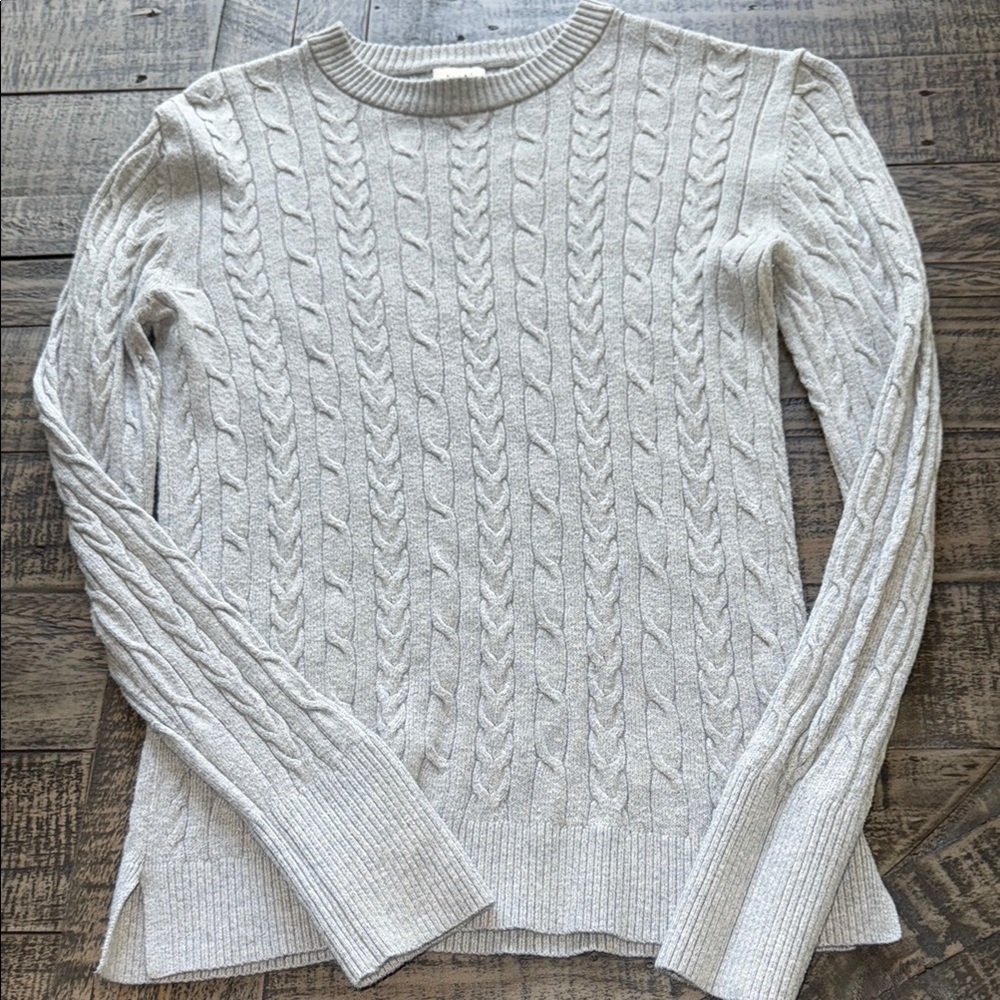 Classic Gray Cable Knit Sweater